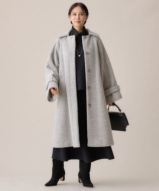 自由区 S FLUFFYステンカラー コート ライトグレー系