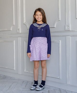 組曲 KIDS 【150-160㎝】トロンプルイユロン Tシャツ ネイビー