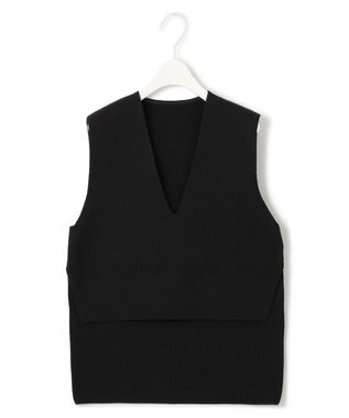 ICB L 【洗える】リサイクルポリエステルハイゲージ  ニットベスト ブラック系