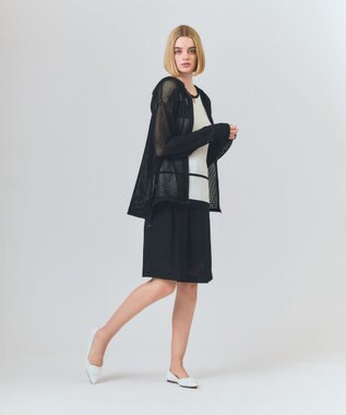 GRACE CONTINENTAL ボーダーメッシュフーディ ブラック