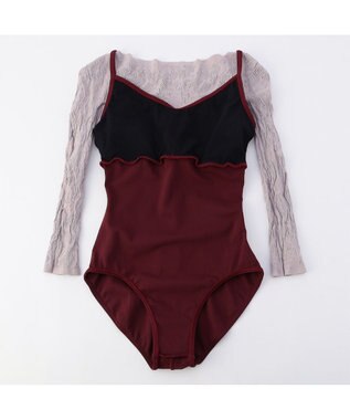 Chacott 【ノーソイングニット】7分袖レオタード ワインレッド