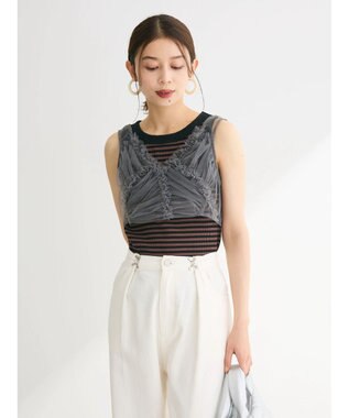 Green Parks ・ＥＬＥＮＣＡＲＥ　ＤＵＥ　フリルチュールビスチェ Charcoal Gray