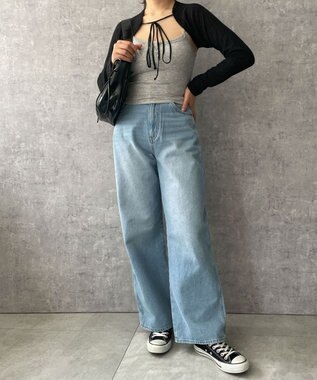 WEGO 【カップ付きインナー】パット付きフロントボタンレースキャミ グレー