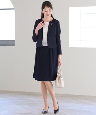 ANY SIS 【セットアップ対応】セレモニーダブルクロス ノーカラー ジャケット ネイビー