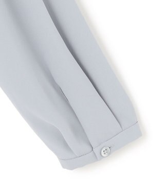 ICB L 【接触冷感・UVケア・速乾・洗える】BackSatinAmunzen ハイネックブラウス サックスグレー系