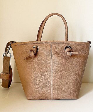 Hekhèr Le Style de Vie 【日本製 / 2WAY】シュリンクレザー ノットハンドバッグ ピンクベージュ