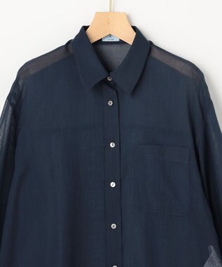 組曲 エアリーボイルシアー シャツ ネイビー系