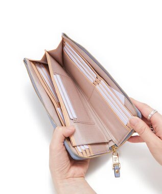 TOPKAPI 【TOPKAPI】イタリアンレザー リザード型押し Lファスナー長財布マチ付き LUCIA ルチア ブルーグレー