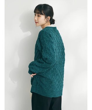 CRAFT STANDARD BOUTIQUE 洗えるモールケーブルニットチュニック Green