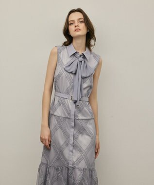 GRACE CONTINENTAL チュールレースワンピース グレー