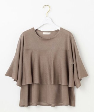 ANY SIS 【洗える】フリルシアー ニット モカ