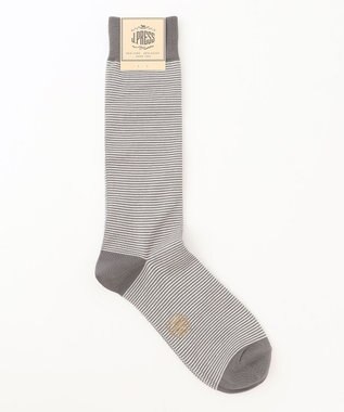 J.PRESS MEN 【J.PRESS BASIC】ハイゲージ天竺 ボーダーソックス ライトグレー系