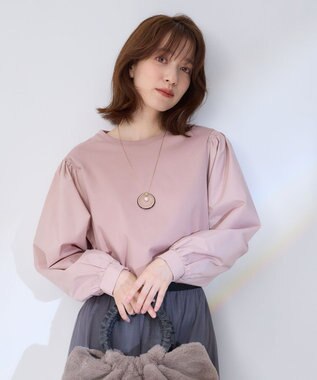 ANY L 【洗濯機可】着映えるシャーリングトップス ピンク