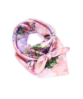 Marca ＜春の新色！＞【伝統横濱スカーフ】リゾートランド 大判 シルクツイル スカーフ ピンク