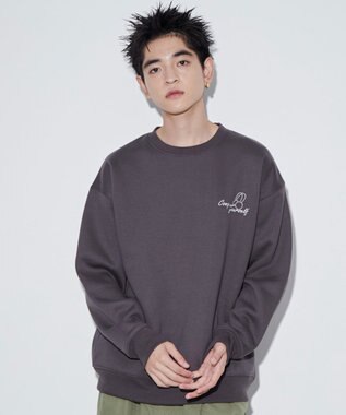 WEGO 【ユニセックス着用ITEM】ガールイラストグラフィックプルオーバー ブラック中濃色