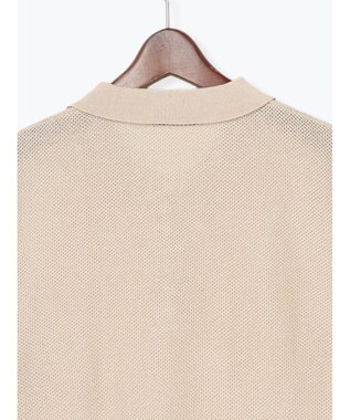 Te chichi 【マシンウォッシャブル】パール釦メッシュニットポロ ベージュ