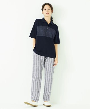 JOSEPH ABBOUD MOUNTAIN 【SPACE】OGストレッチコットン ニットポロシャツ ネイビー系