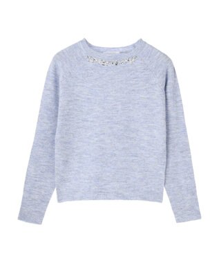 Green Parks ビジュー付きニットプルオーバー Blue