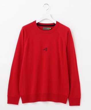 PW CIRCULUS 【MEN】【洗える】ロゴ ラグランスリーブ クルーネック ニット レッド系
