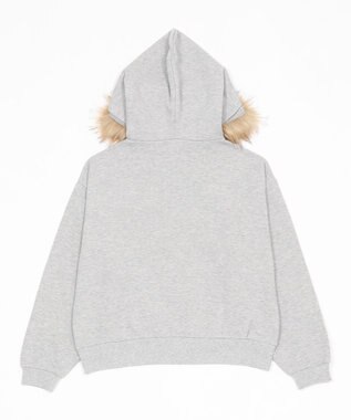 WEGO 裏起毛ファーフードBIGZIPパーカー 杢グレー