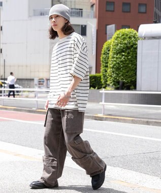 WEGO マルチポケットワイドカーゴパンツ ブラウン