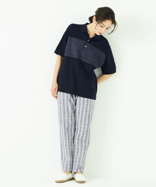 JOSEPH ABBOUD MOUNTAIN 【SPACE】OGストレッチコットン ニットポロシャツ ネイビー系