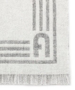 MOONBAT FURLA ウール100%リバーシブルジャカードマフラー/幅40cm オフホワイト