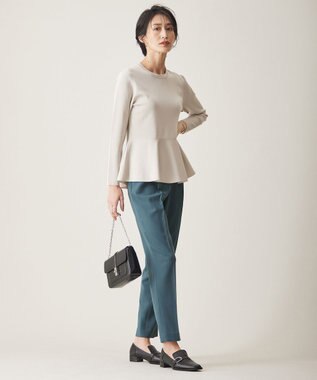 ICB L 【洗える】ウール2WAYストレッチ テーパードパンツ ダルブルー系