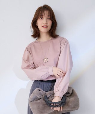 ANY 【洗濯機可】着映えるシャーリングトップス ピンク