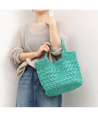 UNBILLION カシュカシュ cachecache / メタリックコード柄編みトートバッグ