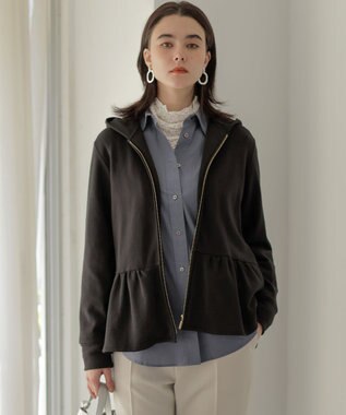 組曲 マシュマロタッチ裏毛 パーカー ブラック系