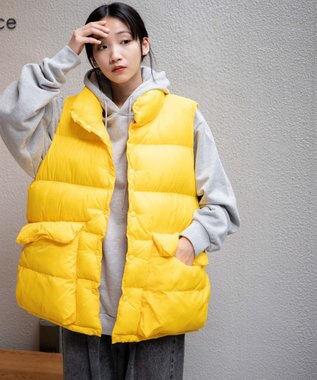 WEGO カラーナイロンパテッドベスト イエロー