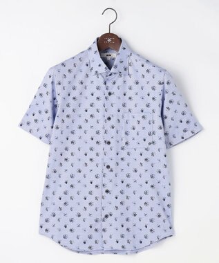JOSEPH ABBOUD 【ジャージー素材・ストレッチ・イージーケア】コンパクトジャージープリント シャツ ブルー系5