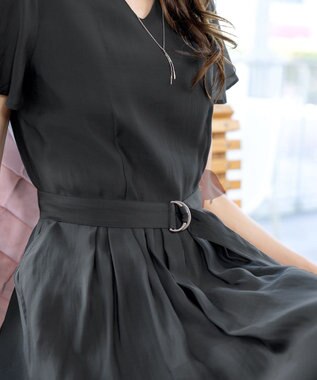 Tiaclasse L 【洗える】大人上品なシアータックワンピース チャコールグレー