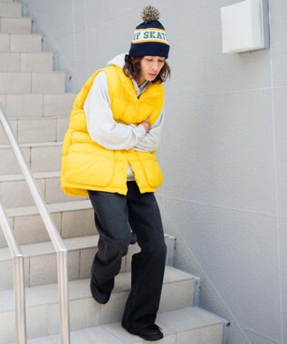 WEGO カラーナイロンパテッドベスト イエロー