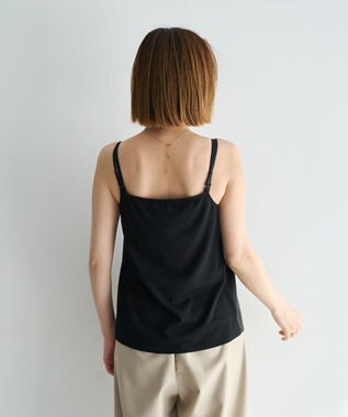 YECCA VECCA ボートネックサテンキャミ Black