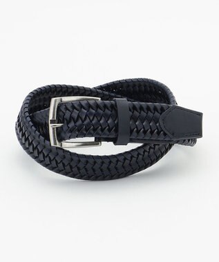 JOSEPH ABBOUD 【伸びる！】ストレッチレザーベルト ネイビー系