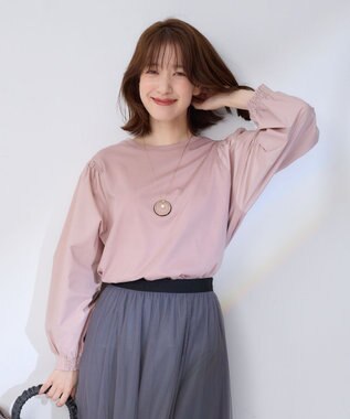 ANY 【洗濯機可】着映えるシャーリングトップス ピンク