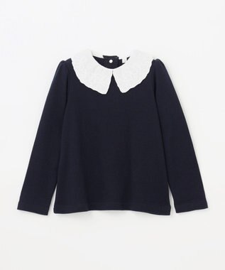 ANY KIDS 襟 刺繍 カットソー ネイビー