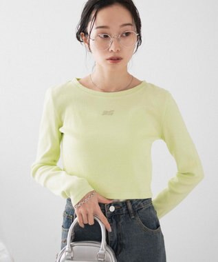 WEGO ヴィンテージウォッシュリブロンT ライム