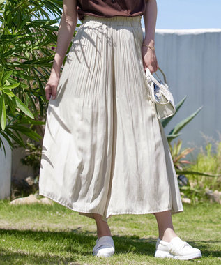  【洗える】ヴィンテージサテン消しプリーツパンツ