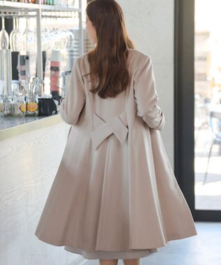 Tiaclasse 【ウール混】ノーカラーバックリボンウールコート ピンク