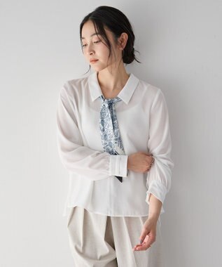 YECCA VECCA スカーフ付きブラウス Off White