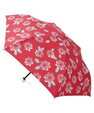 MOONBAT 【超撥水】フロータス (FLO(A)TUS) 折りたたみ傘 ストライプフラワー 耐風 レッド