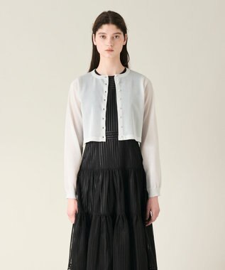 GRACE CONTINENTAL ラメシアーショートニットカーディガン シルバー