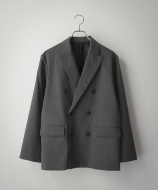 WEGO 【フォーマル/セットアップ対応】ダブルテーラードジャケット グレーストライプ