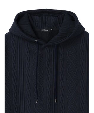 CRAFT STANDARD BOUTIQUE ケーブル柄カットパーカー1 Navy