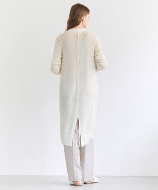 BEIGE， OPTICAL / ペーパーヤーンシアーロングカーディガン Ecru