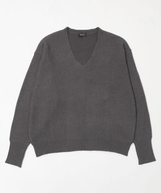 WEGO エルボーパッチVネックプルオーバー グレー