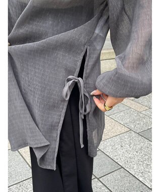 Green Parks 前後２Ｗａｙ　シフォンプリーツチュニック Charcoal Gray